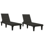 vidaXL Șezlonguri, 2 buc., negru, 155x58x83 cm, polipropilenă vidaXL Șezlonguri, 2 buc., negru, 155x58x83 cm, polipropilenă