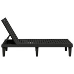 vidaXL Șezlonguri, 2 buc., negru, 155x58x83 cm, polipropilenă vidaXL Șezlonguri, 2 buc., negru, 155x58x83 cm, polipropilenă