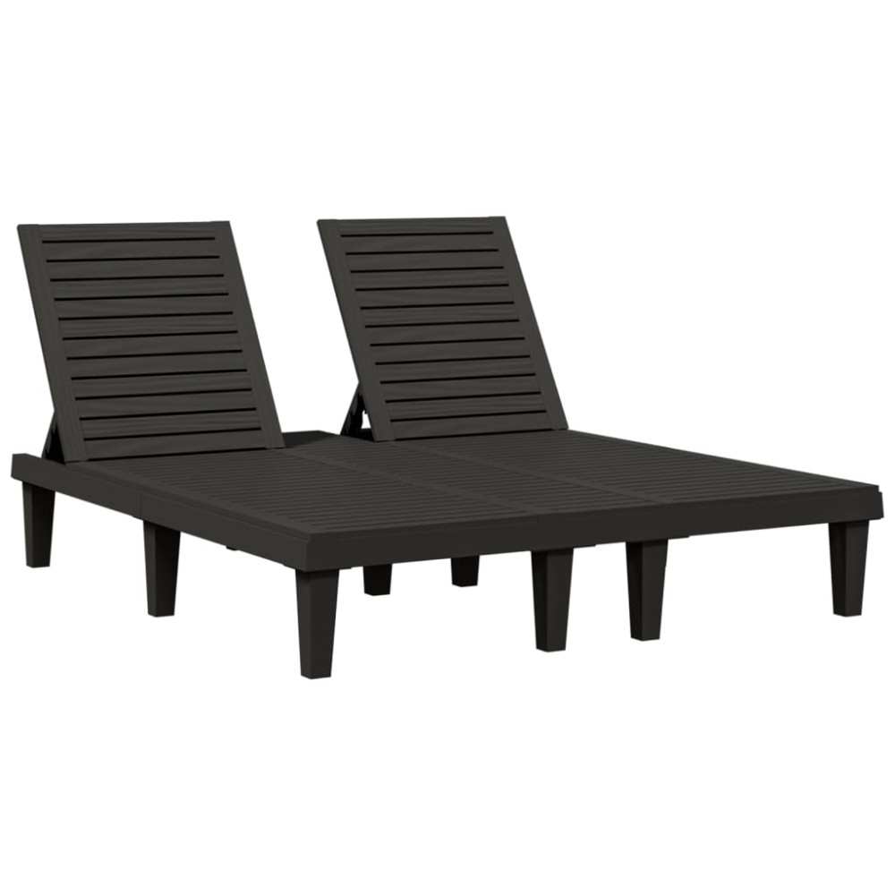vidaXL Șezlong dublu, negru, 155x138x83 cm, polipropilenă