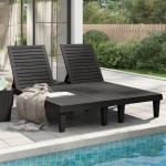 vidaXL Șezlong dublu, negru, 155x138x83 cm, polipropilenă vidaXL Șezlong dublu, negru, 155x138x83 cm, polipropilenă