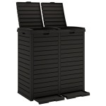 vidaXL Coș de gunoi de exterior, negru, 78x41x86 cm, polipropilenă vidaXL Coș de gunoi de exterior, negru, 78x41x86 cm, polipropilenă