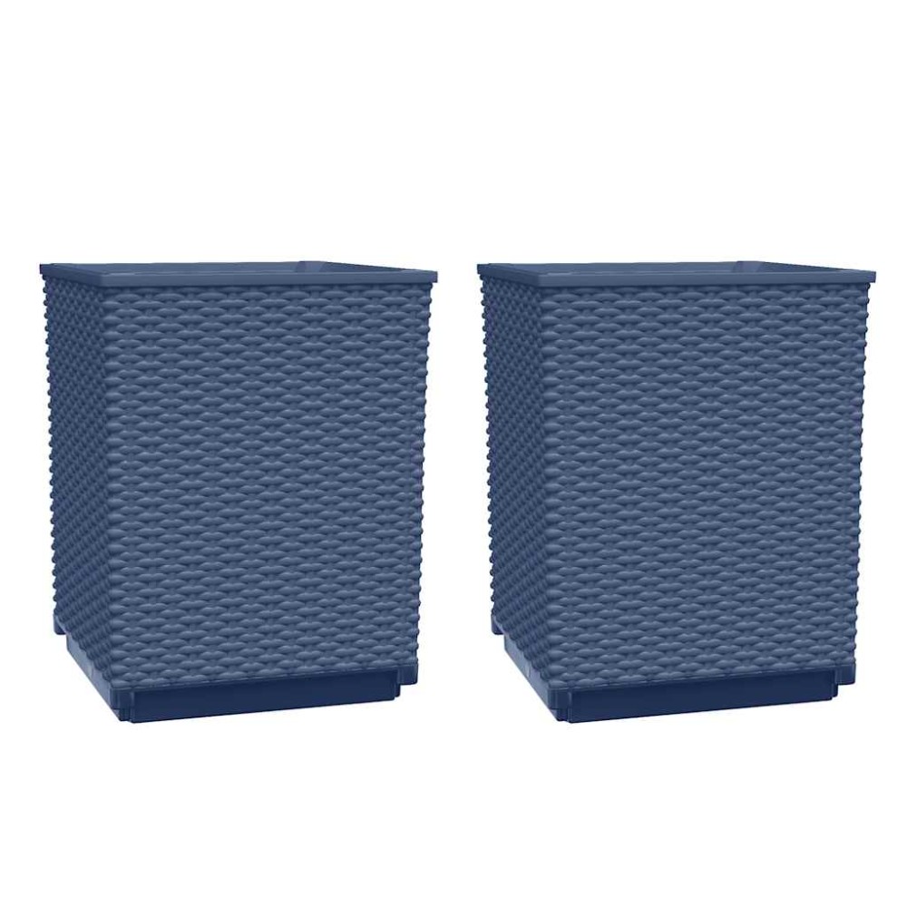 vidaXL Jardiniere, 2 buc., albastru gri, 30x30x37 cm, polipropilenă