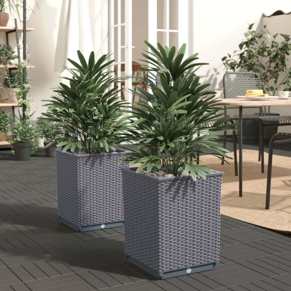 vidaXL Jardiniere, 2 buc., albastru gri, 30x30x37 cm, polipropilenă