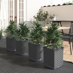 vidaXL Jardiniere, 4 buc., negru, 30x30x37 cm, polipropilenă