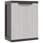 vidaXL Dulap depozitare de exterior, gri și negru, 65x37x85 cm, PP vidaXL Dulap depozitare de exterior, gri și negru, 65x37x85 cm, PP