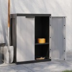 vidaXL Dulap depozitare de exterior, gri și negru, 65x37x85 cm, PP vidaXL Dulap depozitare de exterior, gri și negru, 65x37x85 cm, PP