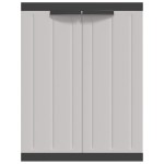 vidaXL Dulap depozitare de exterior, gri și negru, 65x37x85 cm, PP vidaXL Dulap depozitare de exterior, gri și negru, 65x37x85 cm, PP