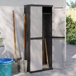 vidaXL Dulap depozitare de exterior, gri și negru, 65x37x165 cm, PP