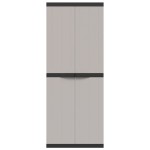 vidaXL Dulap depozitare de exterior, gri și negru, 65x37x165 cm, PP