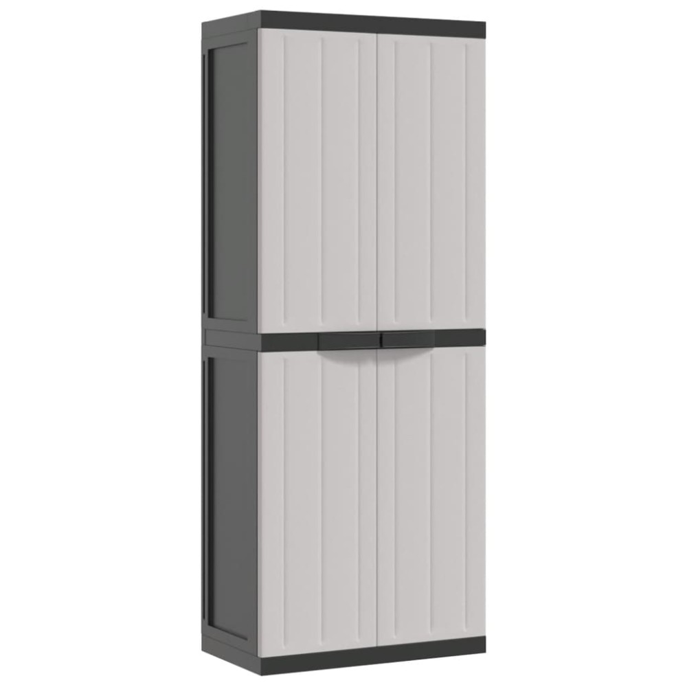 vidaXL Dulap depozitare de exterior, gri și negru, 65x37x165 cm, PP