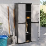 vidaXL Dulap depozitare de exterior, gri și negru, 65x37x165 cm, PP
