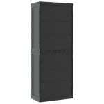 vidaXL Dulap depozitare de exterior, gri și negru, 65x37x165 cm, PP