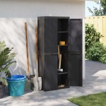 vidaXL Dulap depozitare de exterior, negru, 65x37x165 cm, PP