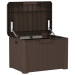 vidaXL Cutie depozitare de grădină cu pernă de șezut, maro, 125 L, PP vidaXL Cutie depozitare de grădină cu pernă de șezut, maro, 125 L, PP