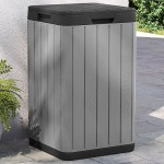 vidaXL Coș de gunoi pentru exterior, gri, 38x38x65 cm, PP vidaXL Coș de gunoi pentru exterior, gri, 38x38x65 cm, PP