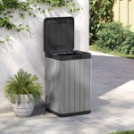vidaXL Coș de gunoi pentru exterior, gri, 38x38x65 cm, PP vidaXL Coș de gunoi pentru exterior, gri, 38x38x65 cm, PP