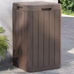 vidaXL Coș de gunoi pentru exterior, maro, 38x38x65 cm, PP vidaXL Coș de gunoi pentru exterior, maro, 38x38x65 cm, PP