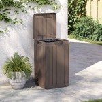 vidaXL Coș de gunoi pentru exterior, maro, 38x38x65 cm, PP vidaXL Coș de gunoi pentru exterior, maro, 38x38x65 cm, PP