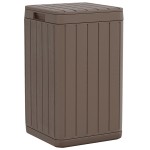 vidaXL Coș de gunoi pentru exterior, maro, 38x38x65 cm, PP vidaXL Coș de gunoi pentru exterior, maro, 38x38x65 cm, PP