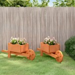 vidaXL Jardiniere tip roabă, 2 buc., 47x15x19 cm, lemn masiv de brad vidaXL Jardiniere tip roabă, 2 buc., 47x15x19 cm, lemn masiv de brad
