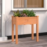 vidaXL Jardinieră cu căptușeală, maro, 71x37x76 cm, lemn masiv de brad vidaXL Jardinieră cu căptușeală, maro, 71x37x76 cm, lemn masiv de brad