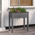 vidaXL Jardinieră cu căptușeală, gri, 71x37x76 cm, lemn masiv de brad vidaXL Jardinieră cu căptușeală, gri, 71x37x76 cm, lemn masiv de brad