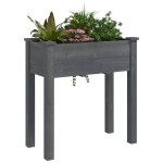 vidaXL Jardinieră cu căptușeală, gri, 71x37x76 cm, lemn masiv de brad vidaXL Jardinieră cu căptușeală, gri, 71x37x76 cm, lemn masiv de brad