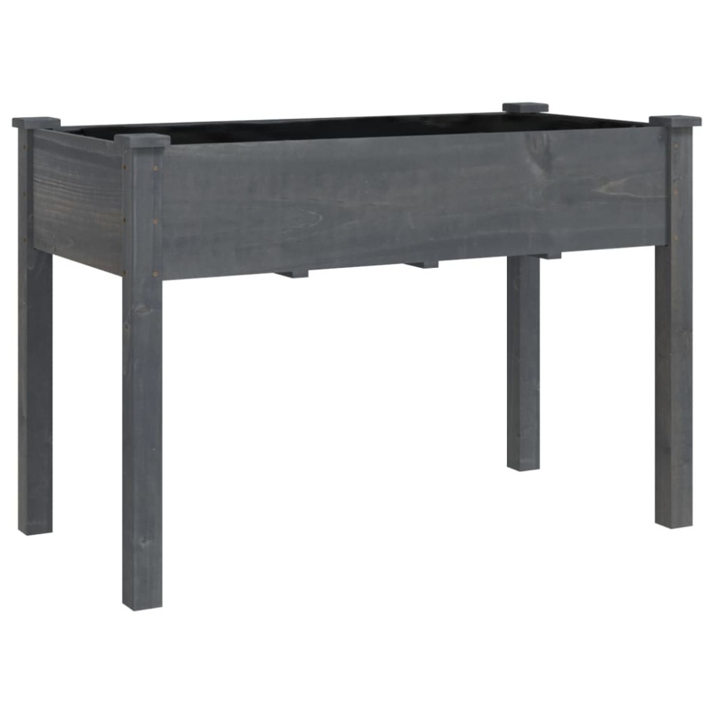 vidaXL Jardinieră cu căptușeală, gri, 118x59x76 cm, lemn masiv brad