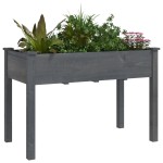 vidaXL Jardinieră cu căptușeală, gri, 118x59x76 cm, lemn masiv brad