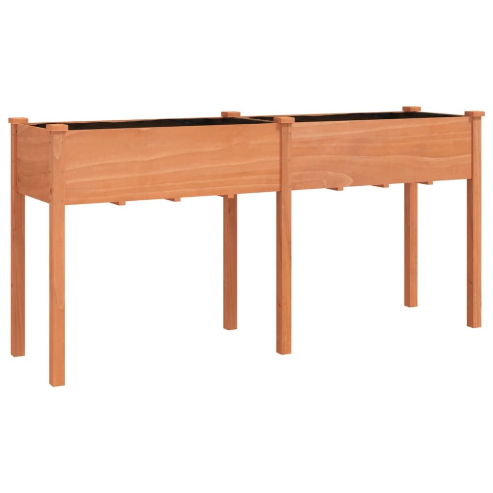 vidaXL Jardinieră cu căptușeală, maro, 161x45x76 cm, lemn masiv brad