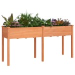 vidaXL Jardinieră cu căptușeală, maro, 161x45x76 cm, lemn masiv brad