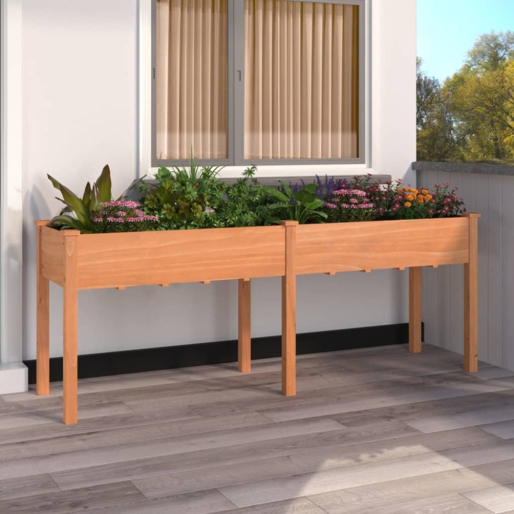 vidaXL Jardinieră cu căptușeală, maro, 203x53x76 cm, lemn masiv brad