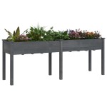 vidaXL Jardinieră cu căptușeală, gri, 203x53x76 cm, lemn masiv brad