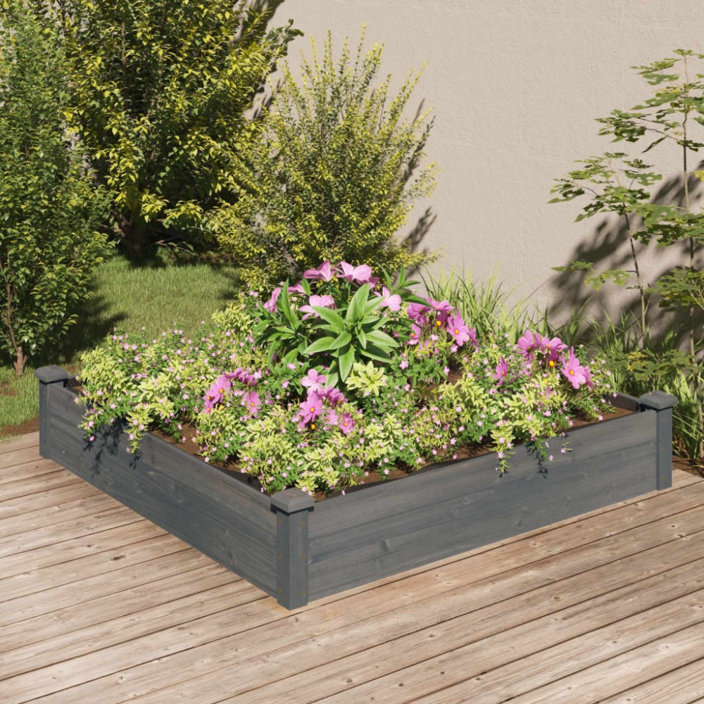 vidaXL Strat grădină înălțat cu căptușeală gri 120x120x25 cm lemn brad