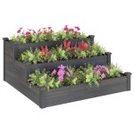 vidaXL Strat de grădină înălțat, gri, 120x120x56 cm, lemn masiv brad