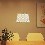 vidaXL Abajur lustră, alb, Ø45 x 28 cm, răchită vidaXL Abajur lustră, alb, Ø45 x 28 cm, răchită