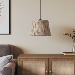 vidaXL Abajur lustră, maro, Ø30x20 cm, răchită vidaXL Abajur lustră, maro, Ø30x20 cm, răchită