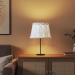 vidaXL Abajur de veioză, alb, Ø30x20 cm, răchită vidaXL Abajur de veioză, alb, Ø30x20 cm, răchită