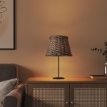 vidaXL Abajur de veioză maro Ø15x12 cm răchită vidaXL Abajur de veioză maro Ø15x12 cm răchită