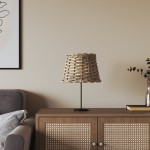 vidaXL Abajur de veioză maro Ø20x15 cm răchită vidaXL Abajur de veioză maro Ø20x15 cm răchită