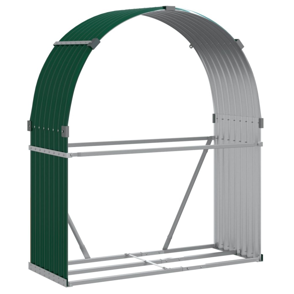 vidaXL Suport pentru bușteni, verde, 120x45x140 cm, oțel galvanizat