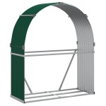 vidaXL Suport pentru bușteni, verde, 120x45x140 cm, oțel galvanizat vidaXL Suport pentru bușteni, verde, 120x45x140 cm, oțel galvanizat