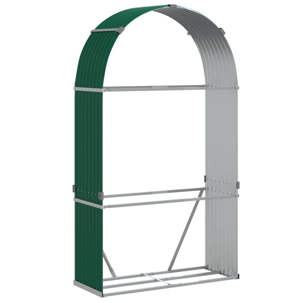 vidaXL Suport pentru bușteni, verde, 120x45x210 cm, oțel galvanizat