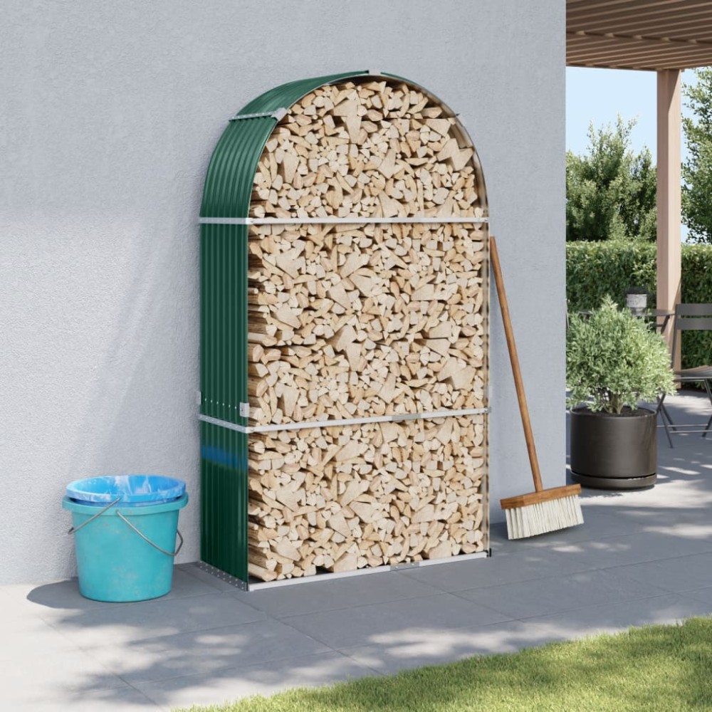vidaXL Suport pentru bușteni, verde, 120x45x210 cm, oțel galvanizat
