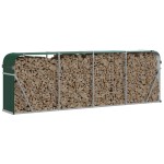 vidaXL Suport pentru lemne, verde, 300x45x100 cm, oțel galvanizat
