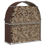 vidaXL Suport pentru bușteni, maro, 120x45x140 cm, oțel galvanizat vidaXL Suport pentru bușteni, maro, 120x45x140 cm, oțel galvanizat