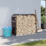 vidaXL Suport pentru bușteni, maro, 120x45x100 cm, oțel galvanizat vidaXL Suport pentru bușteni, maro, 120x45x100 cm, oțel galvanizat