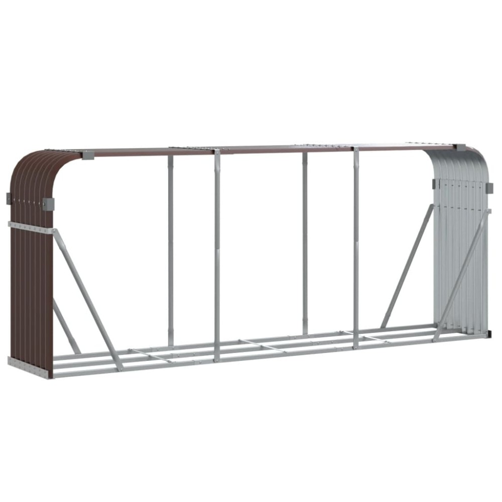 vidaXL Suport pentru bușteni, maro, 234x45x100 cm, oțel galvanizat