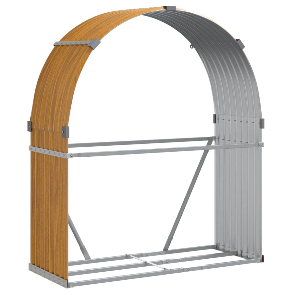 vidaXL Suport de bușteni, aspect de lemn, 120x45x140 cm, oțel galvanizat