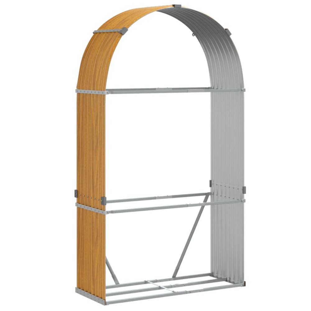 vidaXL Suport de bușteni, aspect de lemn, 120x45x210 cm, oțel galvanizat